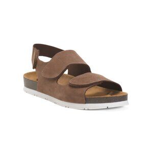 PLAKTON Chestnut Made In Spain Nubuck Leather Genius Comfort Footbed Sandals